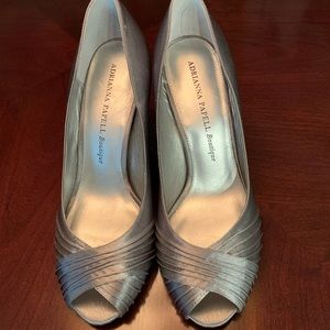 New peep toe silver/gray heel.